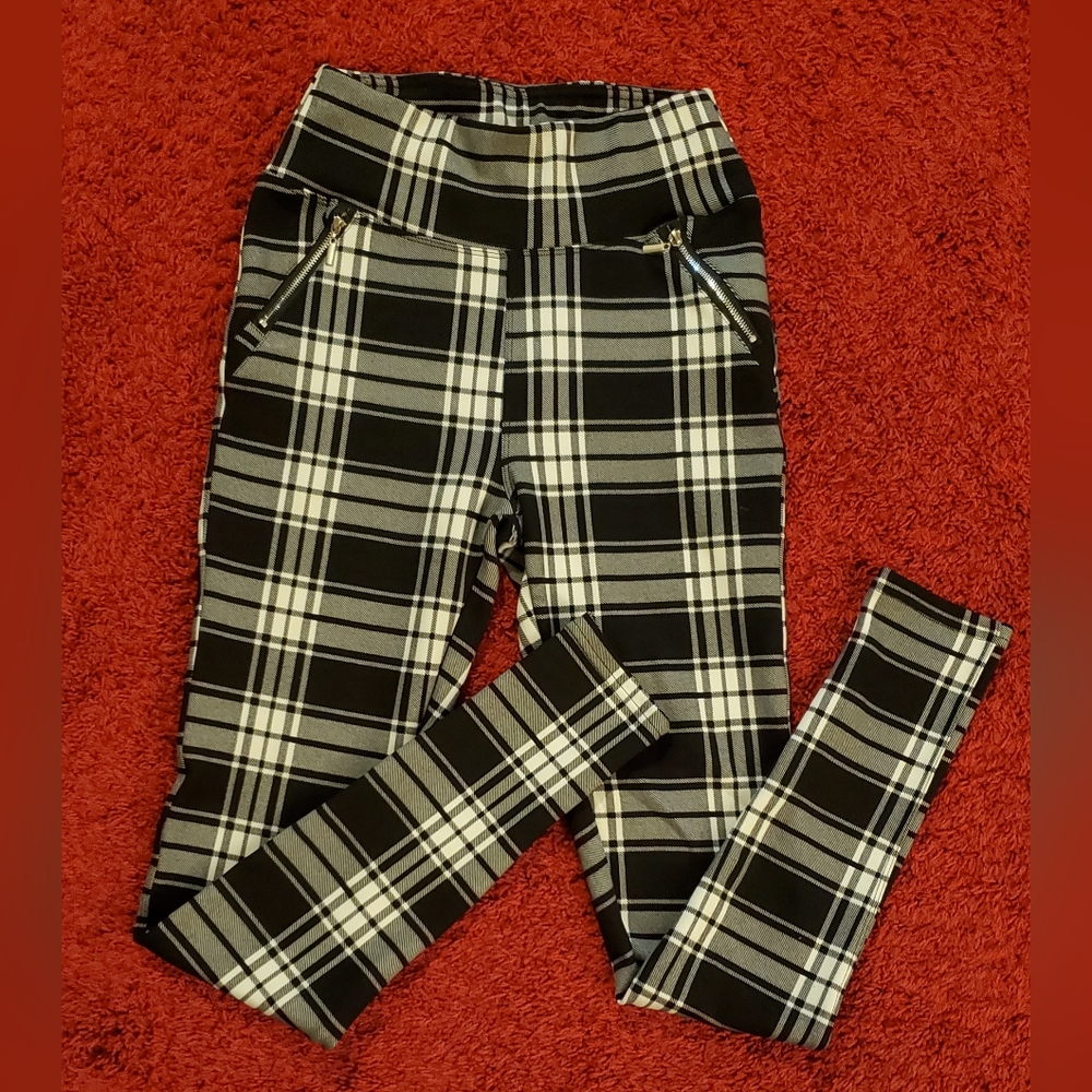 Square Print Skinny Pants Workwear